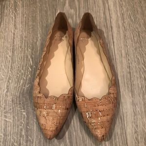 Crown & Ivy Scalloped Cork Flats - Size 8.5